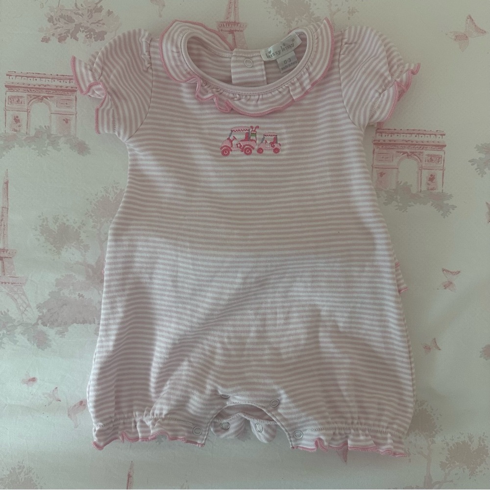 Kissy Kissy 18 Holes Stripe Short Playsuit Pink